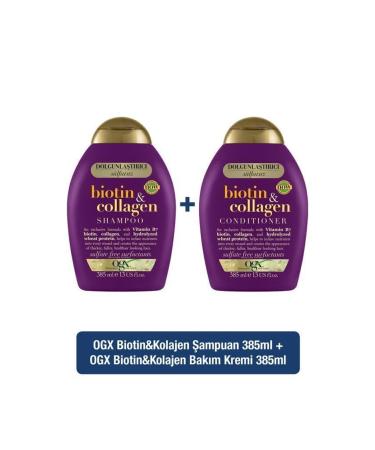OGX Plumping Biotin & Collagen Shampoo 385ml + Plumping Biotin & Collagen Care Cream 385m