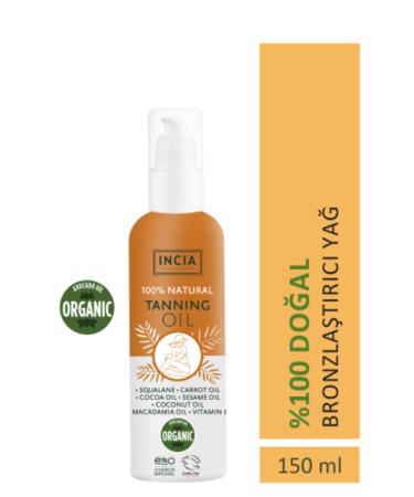 INCIA 0 Natural Tanning Oil Organic Avocado Oil Intense Bronzing Cocoa Carrot Sesame 150 ml