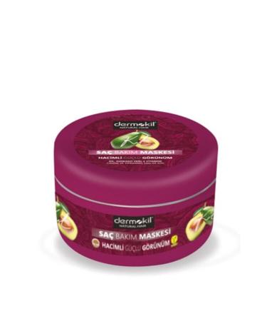 Dermokil Clay Vegan Avocado and Vitamin E Hair Mask 300 G. Voluminous Strong Look Hair Care Mask