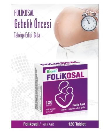 Biosal Folic Acid 400 Mcg 120 Tablets 2 Boxes Folikosal - Buy Online on GoSupps.com