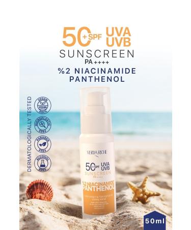 Verda Riche High Protection SPF 50+ Tone Equalizer Anti-Blackhead and Anti-Blemish Face Sun Cream 50ml - Buy Online on GoSupps.com