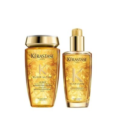 Kerastase Elixir Ultime Le Bain Shine Shampoo for Dull Hair 250ml Shine Oil 100ml
