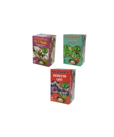Nursima Echinacea Tea Herbal Tea Set 3 Pieces X 20 Pieces