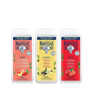 Le Petit Marseillais White Peach And Nectarine 650 ml Vanilla Milk 650 ml Mediterranean Strawberry Shower Gel - Buy Online on GoSupps.com