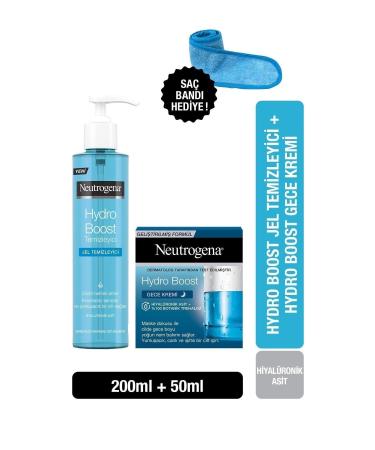 Neutrogena Hydro Boost Water Gel Cleanser 200 Ml + Moisturizing Night Cream 50 Ml + Hair Band