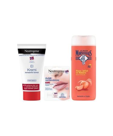 Neutrogena Norwegian Formula Unscented Hand Cream + Neutrogena Lip Balm + LPM Shower Gel Peach 400 ml - Buy Online on GoSupps.com