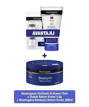 Neutrogena Norwegian Formula Nourishing Care Cream 300 ml Perfumed Hand Cream 75 ml Lip Balm - Buy Online on GoSupps.com
