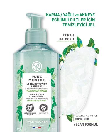 Yves Rocher Pure Menthe Prebiotic Face Wash / Cleansing Gel for Combination and Oily Skin - 390 ml - Buy Online on GoSupps.com