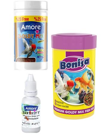 AMORE Gold Fish Mix Granules 125ml 250ml Bonisa Mixed Granules Goldfish Food Multivitamin