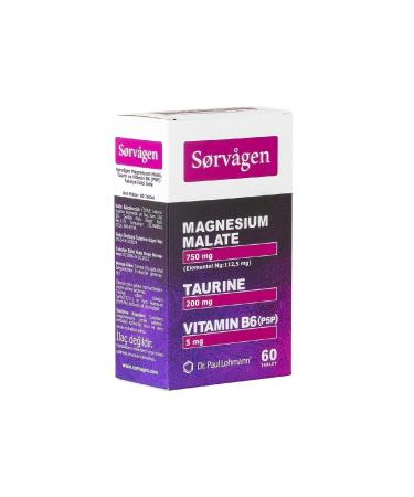 Sorvagen Magnesium Malate Taurine and Vitamin B6 (p5p) 60 Tablets