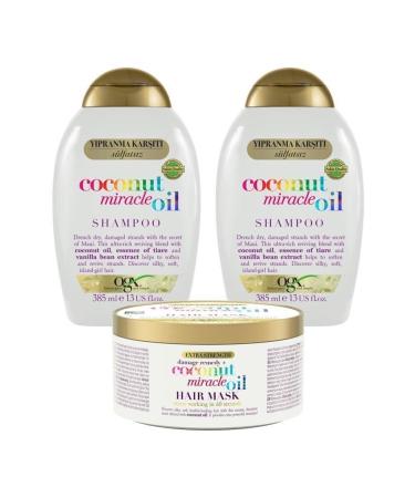 OGX Anti-Damage Coconut Miracle Oil Sulfate-Free Shampoo X2 Sulfate-Free Hair Mask - Buy Online on GoSupps.com