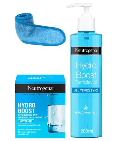 Neutrogena Hydro Boost Water Gel Cleanser + Moisturizer for Normal Skin + Hair Band - Buy Online on GoSupps.com