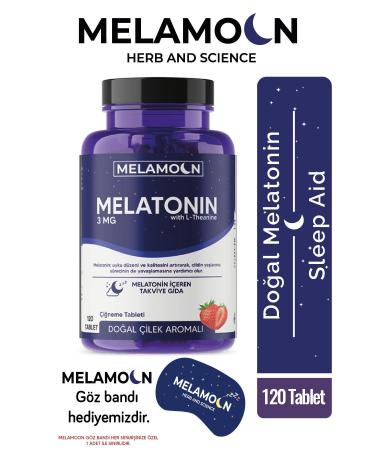 Melamoon Natural Melatonin and Theanine Containing 120 Tablets Supplementary Food 3 Mg - Better Quality and Stress-Free Sleep