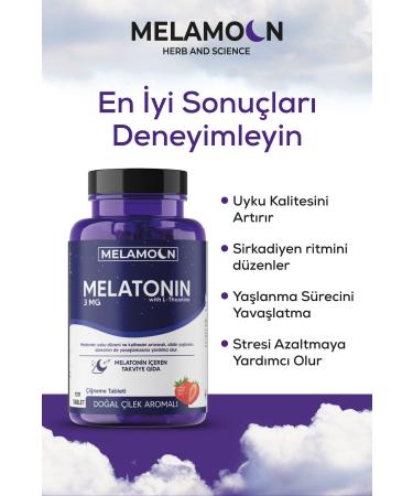 Melamoon Natural Melatonin and Theanine Containing 120 Tablets Supplementary Food 3 Mg - Better Quality and Stress-Free Sleep - Buy Online on GoSupps.com