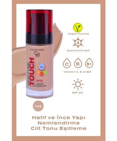 Golden Rose Moisture Touch Liquid Foundation Spf20 No: 106 Moisturizing Foundation - 8691190533717