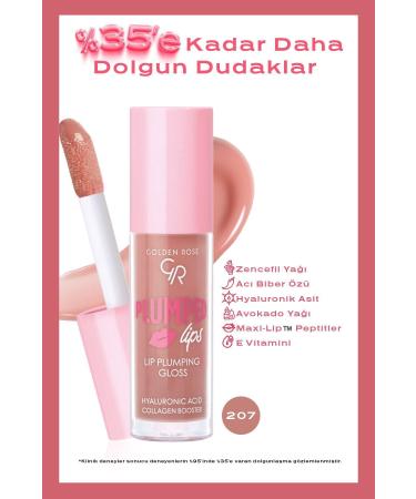 Golden Rose Plumped Lips Lip Plumping Gloss No: 207 - Plumping Lip Gloss - 8691190528539
