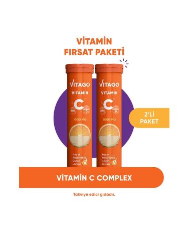 Vitago 2- Vitamin C Vitamin D Zinc 20 Effervescent Tablets