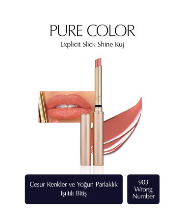 Estee Lauder Pure Color Explicit Slick Shine - Color: 903 Wrong Number Shimmer Finish Lipstick -
