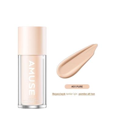 Amuse Dew Wear Foundation (KORENDY) Natural Concealer Foundation with Lasting Brightening Effect 35ml #01 Pure