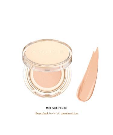 Amuse Dew Jelly Vegan Cushion Spf 38 Pa (KORENDY) Birch Water & Panthenol Concealer 15g #01 Soonsoo