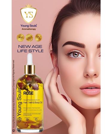 YOUNG SOULS Aromatherapy Rose Multi Use Oil Rose Face Hair Nails & Skin Serum Dry Oil 100 Ml - Buy Online on GoSupps.com