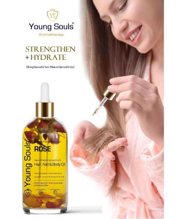 YOUNG SOULS Aromatherapy Rose Multi Use Oil Rose Face Hair Nails & Skin Serum Dry Oil 100 Ml - Buy Online on GoSupps.com