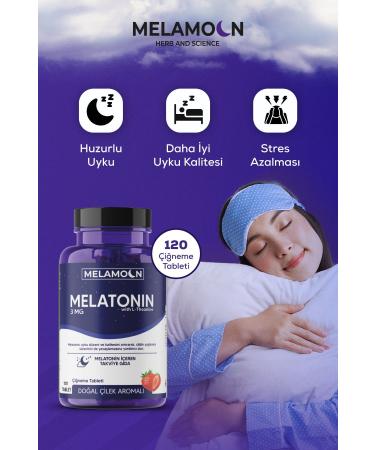 Melamoon Natural Melatonin and Theanine Containing 120 Tablets Supplementary Food 3 Mg - Better Quality and Stress-Free Sleep - Buy Online on GoSupps.com
