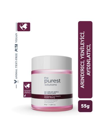 The Purest Solutions Purifying and Brightening Enzyme Peeling Powder Cleanser 55 gr (0.6% Azelaic Acid & Malic Acid)