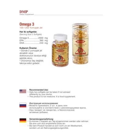 DMP Omega 3 Fish Oil 1000 Mg 200 Softgel - Buy Online on GoSupps.com