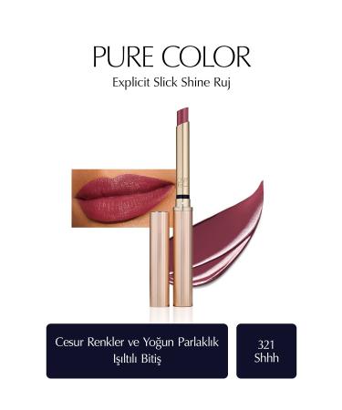 Estee Lauder Pure Color Explicit Slick Shine - Color: 321 Shhh Sparkling Finish Lipstick -