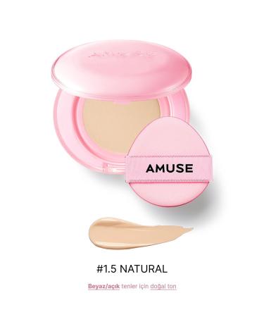 Amuse Dew Power Vegan Cushion Spf 50 Pa (KORENDY) Centella and Peptide Shiny Finish 15g #1.5 Natural