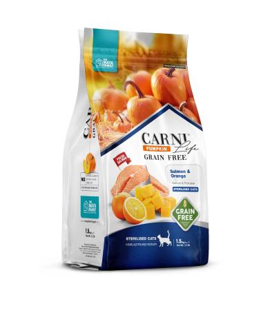 MAYA FAMILY PET Carni Life Pumpkin Grain Free Salmon & Orange Sterilized Neutered Cat Food 10Kg