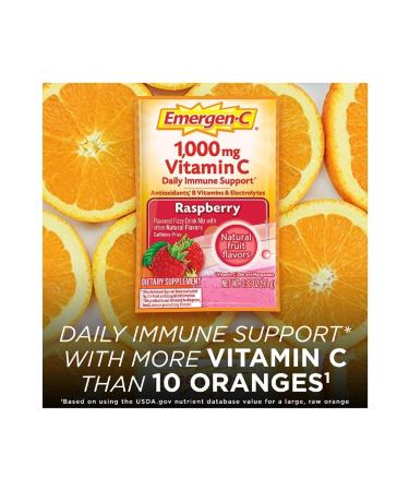 EMERGENCY Emergen-C Vitamin C 1000 mg Raspberry 30 Pieces - Buy Online on GoSupps.com