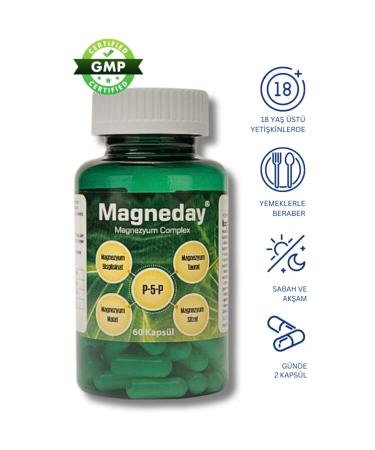 Magneday Magnesium Complex 60 Capsules-bisiglinate I Taurate I Malate I Citrate I Vitamin B6 - Buy Online on GoSupps.com