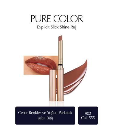 Estee Lauder Pure Color Explicit Slick Shine - Color: 902 Call 555 Shimmering Finish Lipstick -