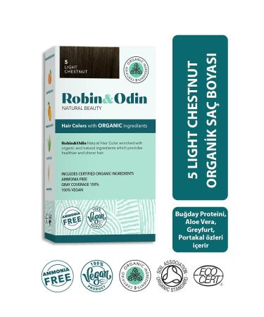 Robin Odin Organic Ammonia-Free Paraben-Free Fruit Extract Hair Dye 5 Light Chestnut