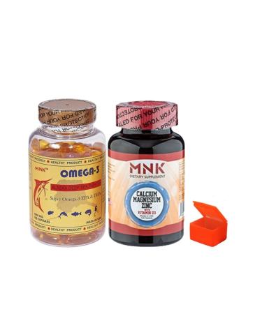 Mnk Omega3 100 Softgel Calcium Magnesium Zinc 120 Tablets Pill Box