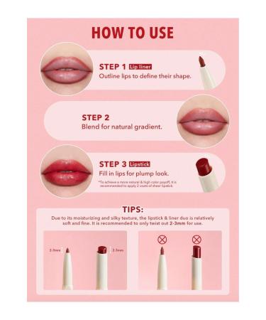 SHEGLAM GLAM 101 LIPSTICK & LINER DUO lip pencil and lipstick pencil 2in1 - Buy Online on GoSupps.com