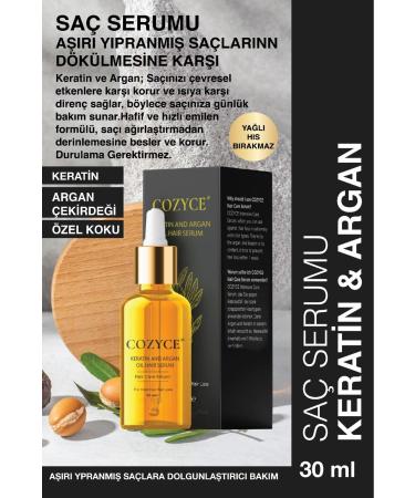 Cozyce Hair Serum Oil Fast Growing Keratin & Argan Care Oil for Extremely Damaged Hair 30 ml