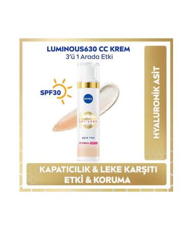 NIVEA Luminous630 Anti-Dark Spot SPF30 CC Face Cream Light Tone 40 ml - Buy Online on GoSupps.com
