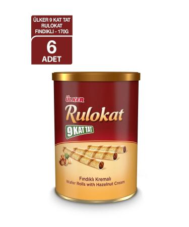 Ulker 9 Kat Tat Rulokat Hazelnut Roll Wafer 170 Gr x 6 Pieces