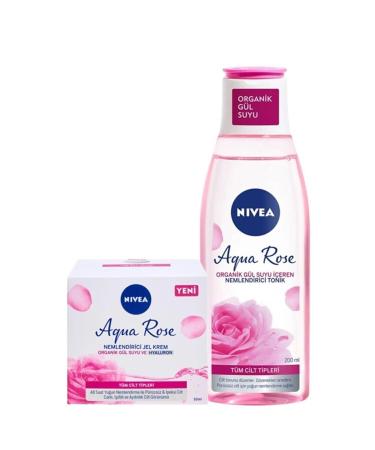NIVEA Aqua Rose Hyaluron Moisturizing Face Cream 50 ml Rose Organic Rose Water Moisturizing Toner 200 ml