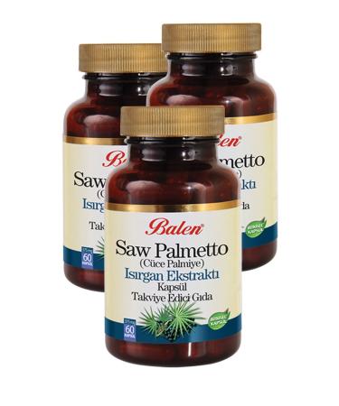 Balen Saw Palmetto (Dwarf Palm) Nettle Extract 375mg* 60 Capsules 3 Pieces