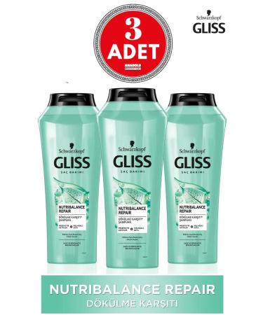 Gliss Nutribalance Repair Anti Hair Loss Shampoo 500 ml 3 Pieces