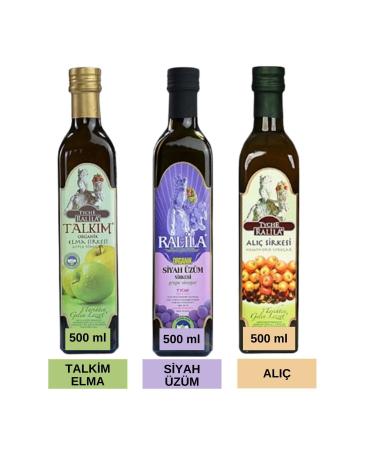 RAL LA Ralila Hawthorn Vinegar 500 ml Organic Talcim Apple Vinegar 500 ml Organic Black Grape Vinegar 500 ml