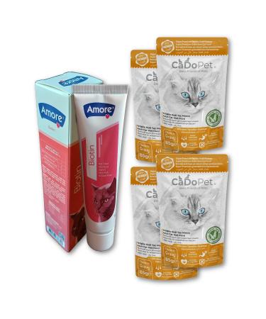 AMORE Cat Hair Health 100ml Zinc-Beta Glucan Malt CadoPet Chicken Meat 4 Punch Wet Food