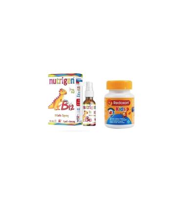 Nutrigen Vitamin B12 500 g 10 Ml Sublingual Spray (70 Puffs) + C D and Zinc Supplement for Children 60 Chewables