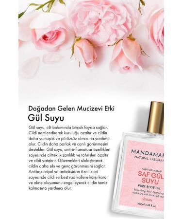Mandamarina Rose Water Pore Tightening Brightening and Purifying Tonic 0 Natural Pure Glass Bottle 100 ml - Buy Online on GoSupps.com