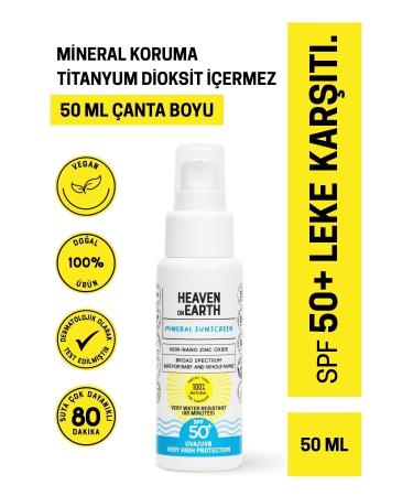 Heaven on Earth Mineral Sunscreen 0 Natural and Organic Content Protective Water Resistant Vegan 50 Spf 50 ml