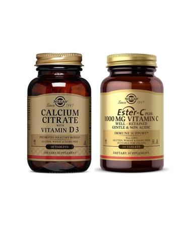 Solgar Calcium Citrate With Vitamin D 3 60 Tablets Ester-c Plus 1000 Mg 60 Tablets